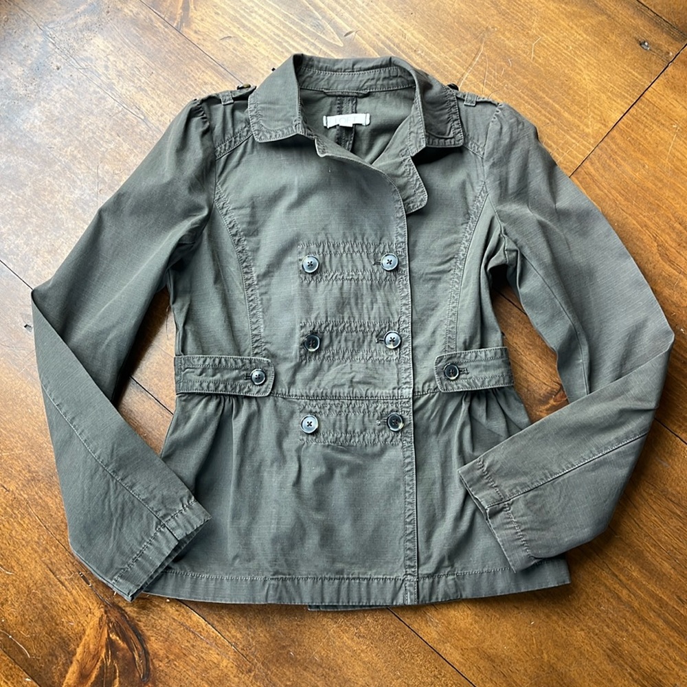Ann Taylor Loft Army Green Military Utility Coat - XS